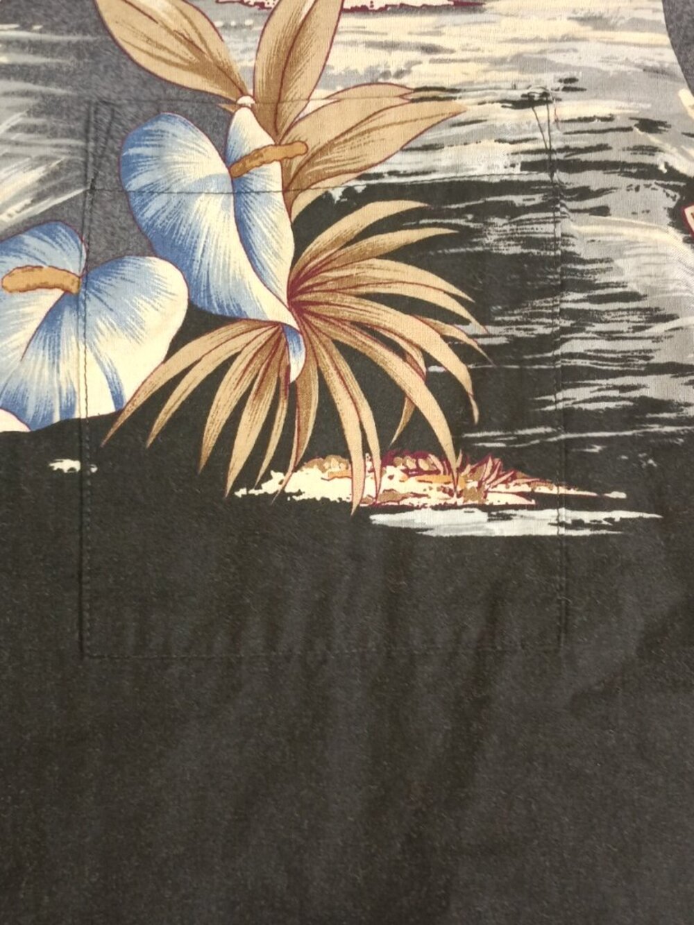 Norman James Men's Tropical Shirt Size L Gray Black Made in USA - Picture 4 of 7